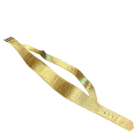 1980s Vintage Karl Lagerfeld Gold Leather Belt Size XS main image 13